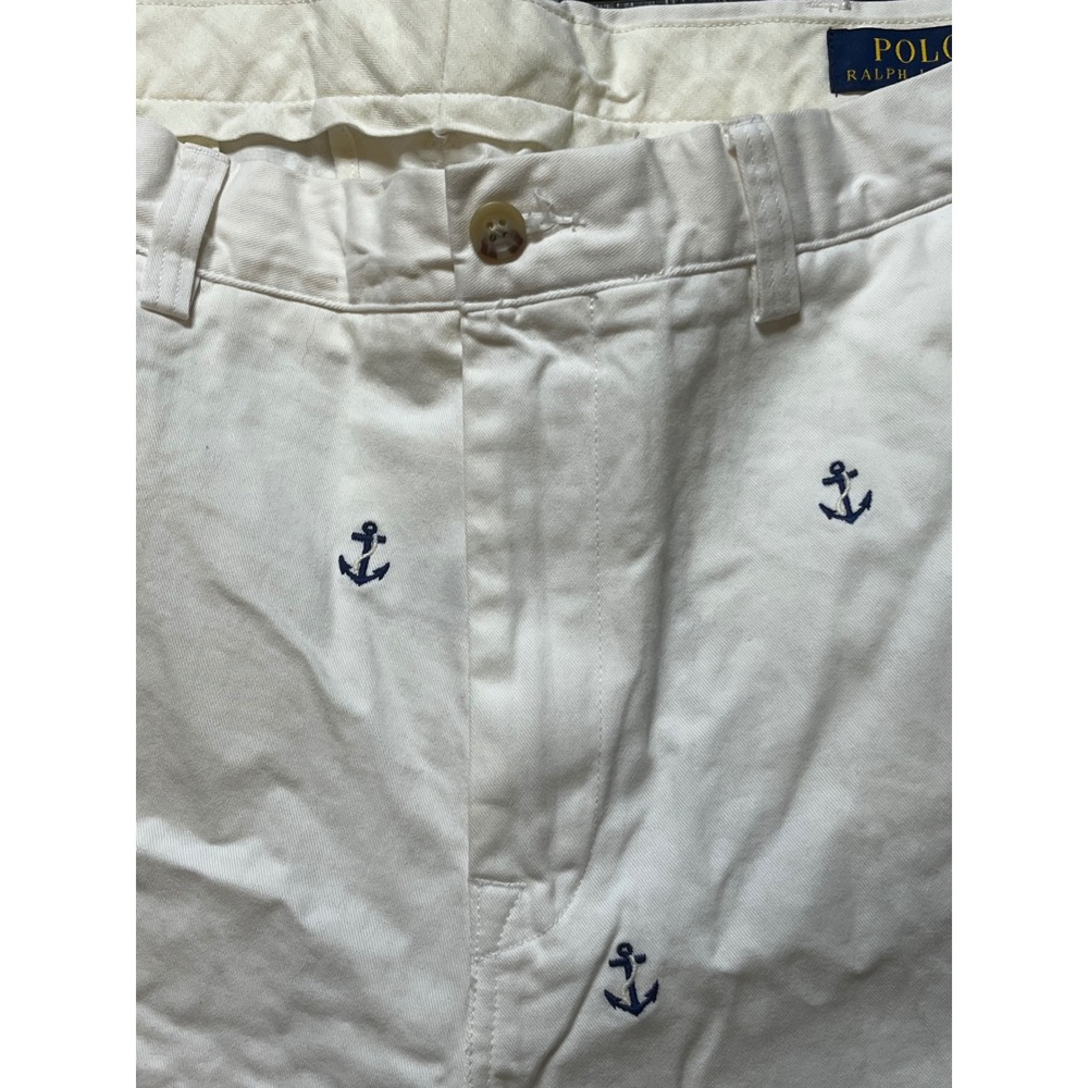 Polo Ralph Lauren Mens Classic Fit White Embroidered Anchor Chino Pants SZ 36 30 - Picture 12 of 12
